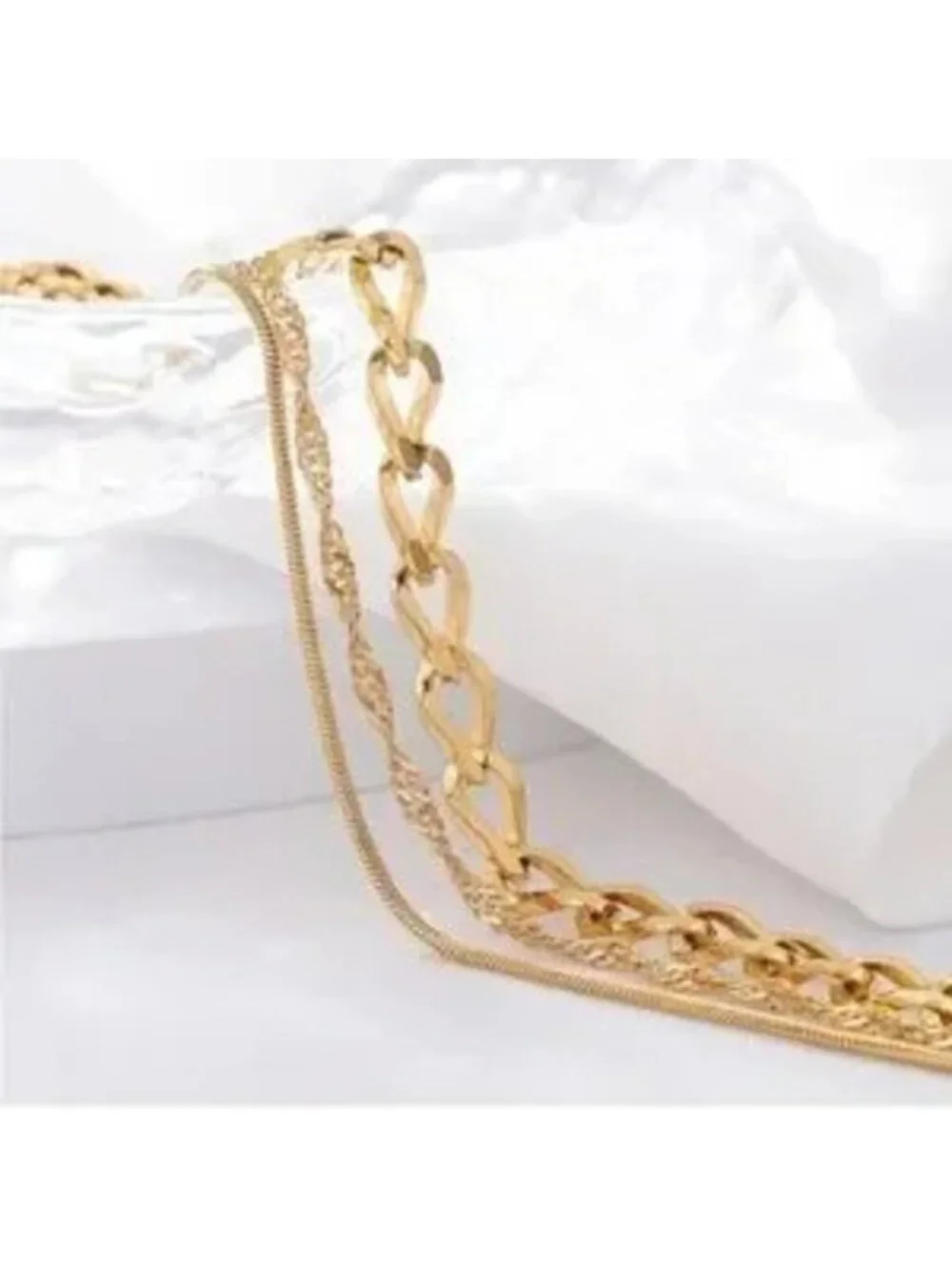 Gold 14k Gold Plated Cuban Chain Layered Bracelet
